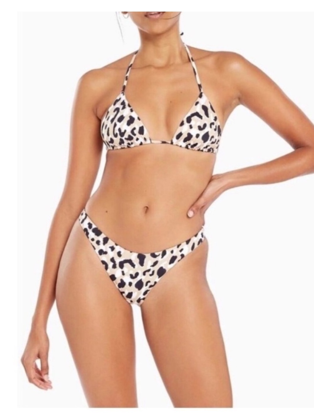 Vitamin A Leopard Bikini Set Gia Triangle Top & California Bottoms Sz S